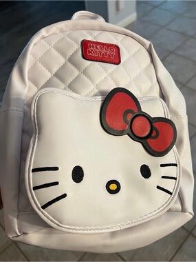 Hello Kitty Quilted White Faux-Leather with Red Straps Mini Backpack - Sanrio